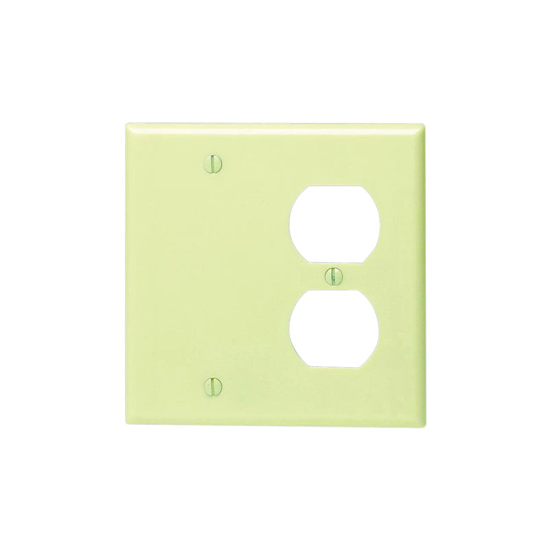 Leviton Wallplate 4-1/2 in L 4-9/16 in W 2-Gang Thermoset Plastic Ivory Smooth Flush Mounting