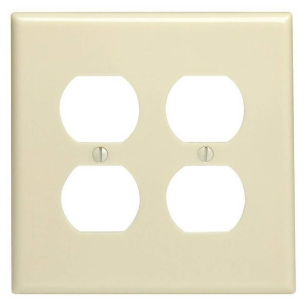 Leviton Duplex Receptacle Wallplate 5-1/4 in L 5.31 in W Oversized 2-Gang Plastic Ivory