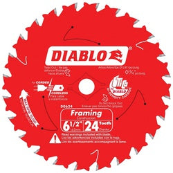 Diablo Framing Trim Saw Blade 6 1/2 in Dia 5/8 in Arbor 24 Teeth Carbide Cutting Edge