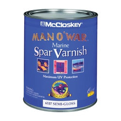 McCloskey Man O' War Marine Spar Varnish Semi Gloss Clear Liquid 1 qt