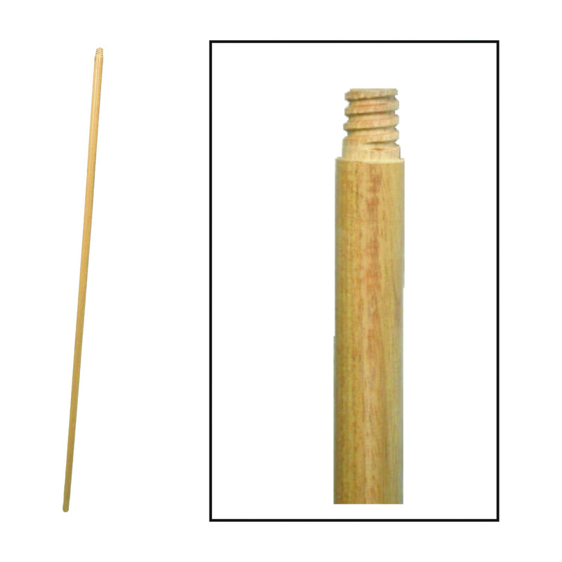 BIRDWELL Broom Handle 15/16 in Dia 72 in L Threaded Hardwood