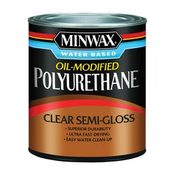 Minwax Polyurethane Paint Semi Gloss Liquid Clear 0.5 pt Can