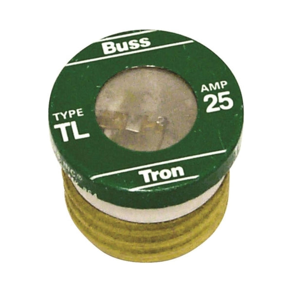 Bussmann Time-Delay Plug Fuse 25 A 125 V 10 kA Interrupt Plastic Body