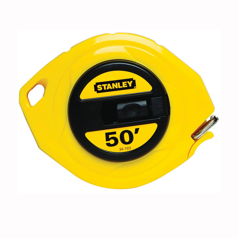 STANLEY Measuring Tape 50 ft L Blade 3/8 in W Blade Steel Blade ABS Case Yellow Case