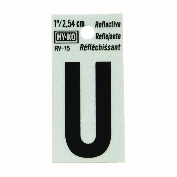 HY-KO Reflective Letter Character: U 1 in H Character Black Character Silver Background Vinyl