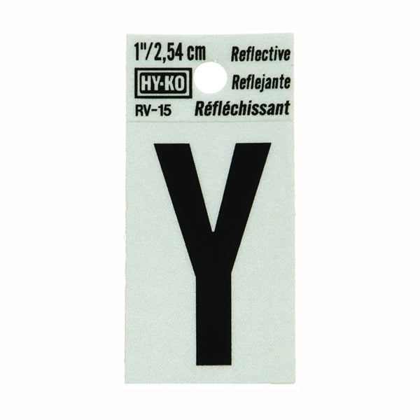 HY-KO Reflective Letter Character: Y 1 in H Character Black Character Silver Background Vinyl