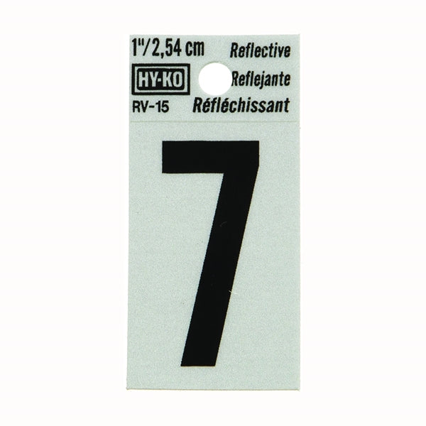 HY-KO Reflective Sign Character: 7 1 in H Character Black Character Silver Background Vinyl