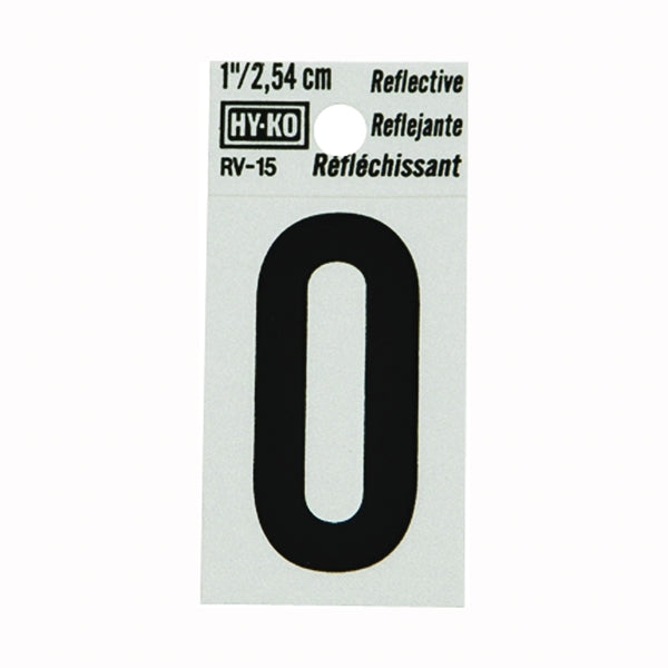 HY-KO Reflective Sign Character: 0 1 in H Character Black Character Silver Background Vinyl