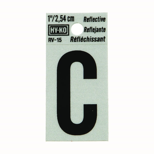 HY-KO Reflective Letter Character: C 1 in H Character Black Character Silver Background Vinyl