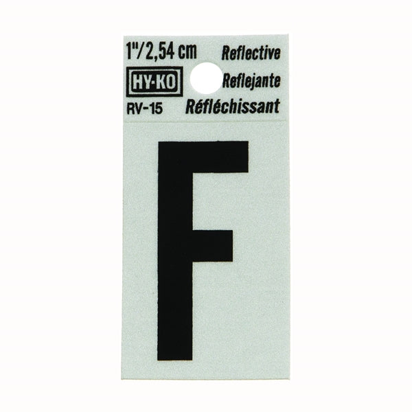 HY-KO Reflective Letter Character: F 1 in H Character Black Character Silver Background Vinyl