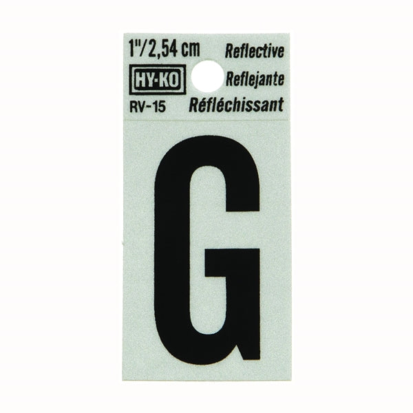 HY-KO Reflective Letter Character: G 1 in H Character Black Character Silver Background Vinyl