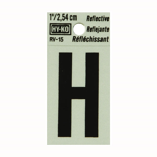 HY-KO Reflective Letter Character: H 1 in H Character Black Character Silver Background Vinyl