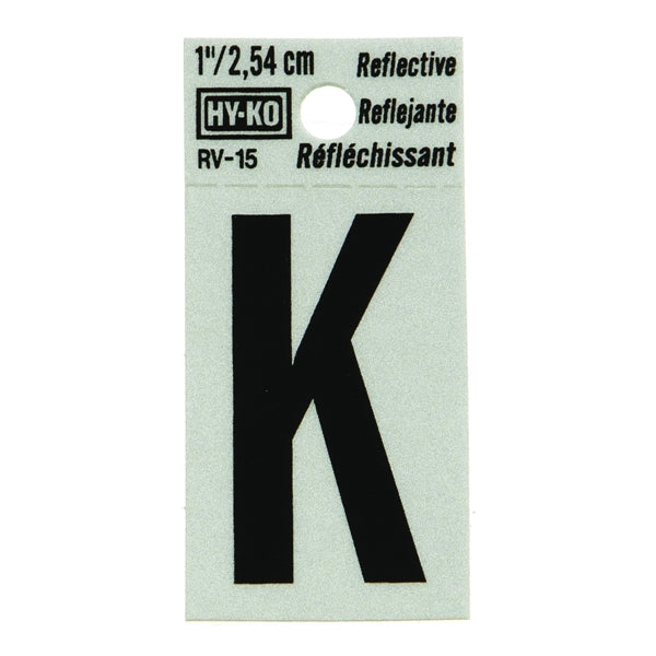 HY-KO Reflective Letter Character: K 1 in H Character Black Character Silver Background Vinyl