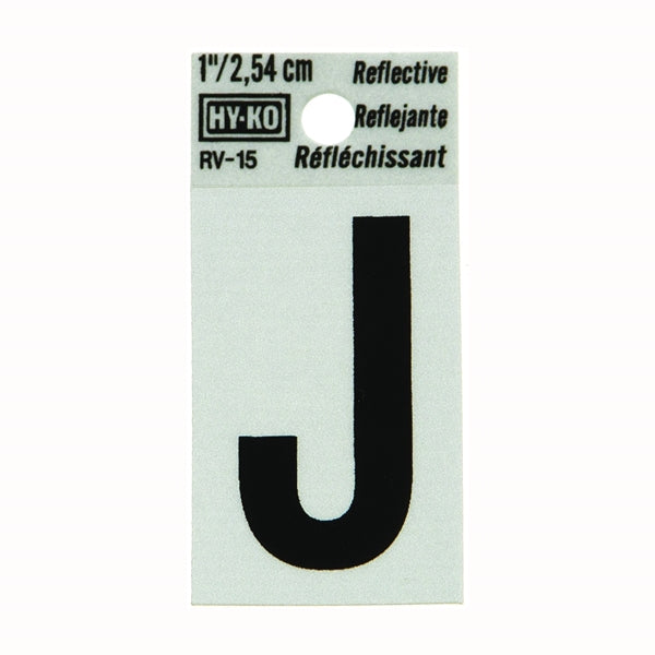 HY-KO Reflective Letter Character: J 1 in H Character Black Character Silver Background Vinyl