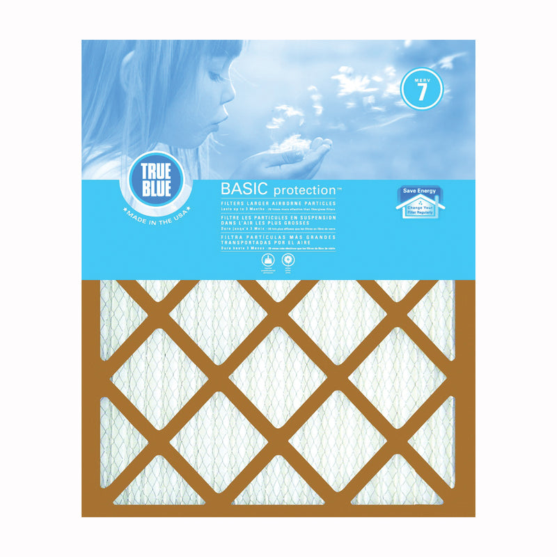 True Blue Air Filter 25 in L 16 in W 7 MERV 53.7 % Filter Efficiency Synthetic Pleated Filter Media