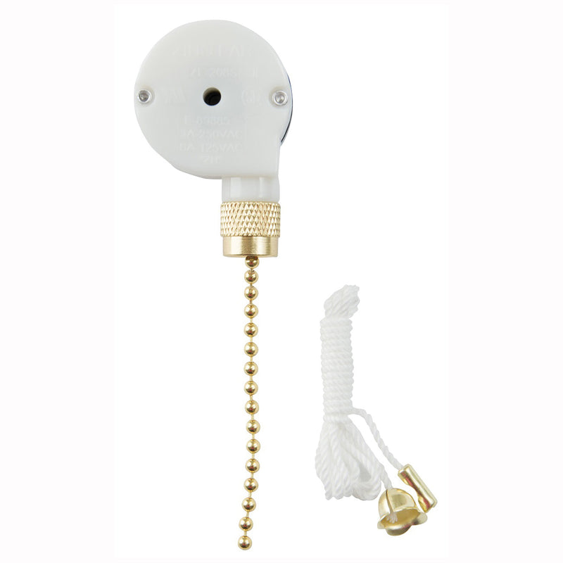 GB Pull Chain Switch 1-Pole 125/250 VAC 3/6 A Brass