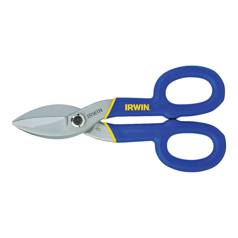 IRWIN Tinner Snip 7 in OAL 1-1/2 in L Cut Curved Straight Cut Steel Blade Double-Dipped Handle