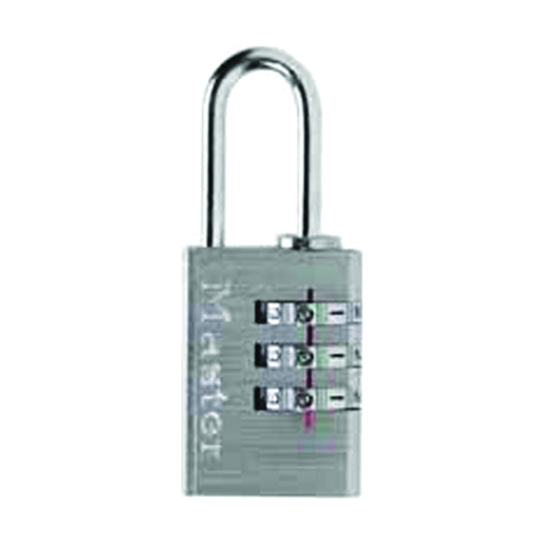 Master Lock Combination Padlock 3/16 in Dia Shackle 1 in H Shackle Steel Shackle Aluminum Body Nickel