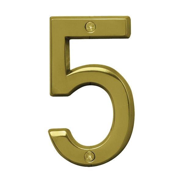 HY-KO Prestige House Number Character: 5 4 in H Character Brass Character Brass