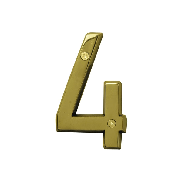 HY-KO Prestige House Number Character: 4 4 in H Character Brass Character Brass