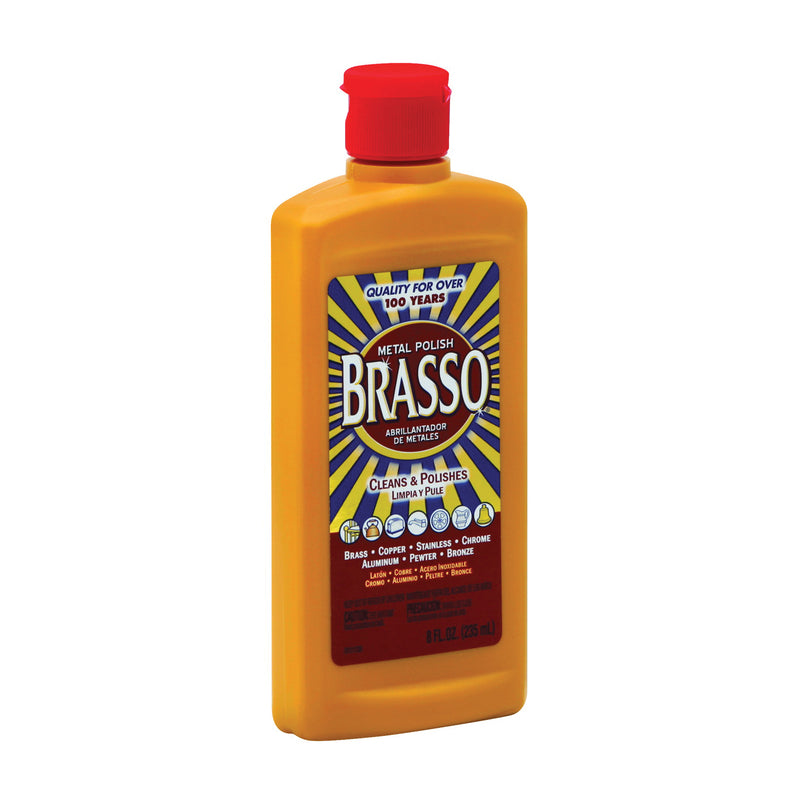 Brasso Metal Polish 8 oz Bottle Liquid Ammonia Light Tan