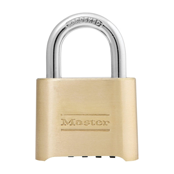 Master Lock Combination Padlock 5/16 in Dia Shackle 1 in H Shackle Steel Shackle Brass Body 2 in W Body