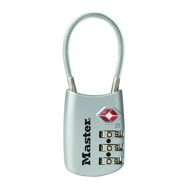 Master Lock Luggage Lock 1/8 in Dia Shackle 1-1/2 in H Shackle Steel Shackle Metal Body 1-3/16 in W Body