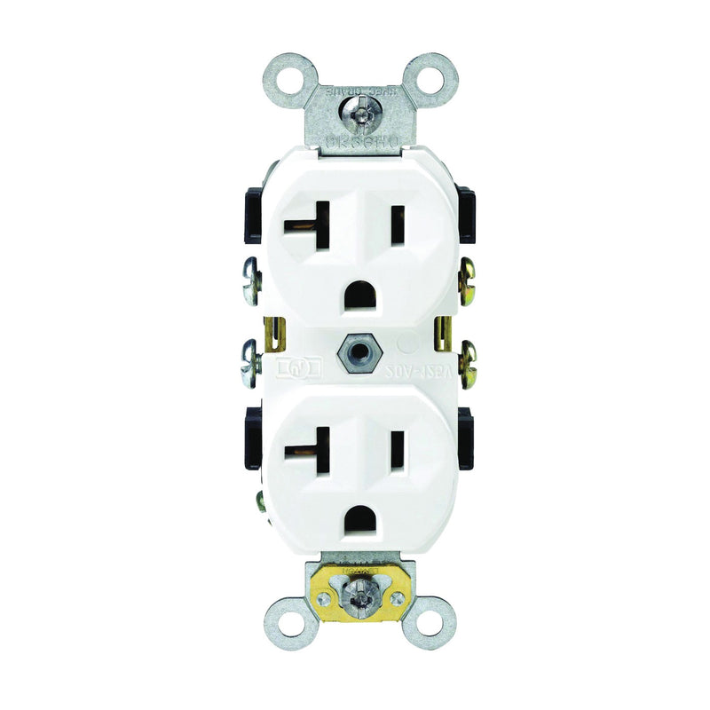 Leviton Duplex Receptacle 2-Pole 20 A 125 V Back Side Wiring NEMA: 5-20R White