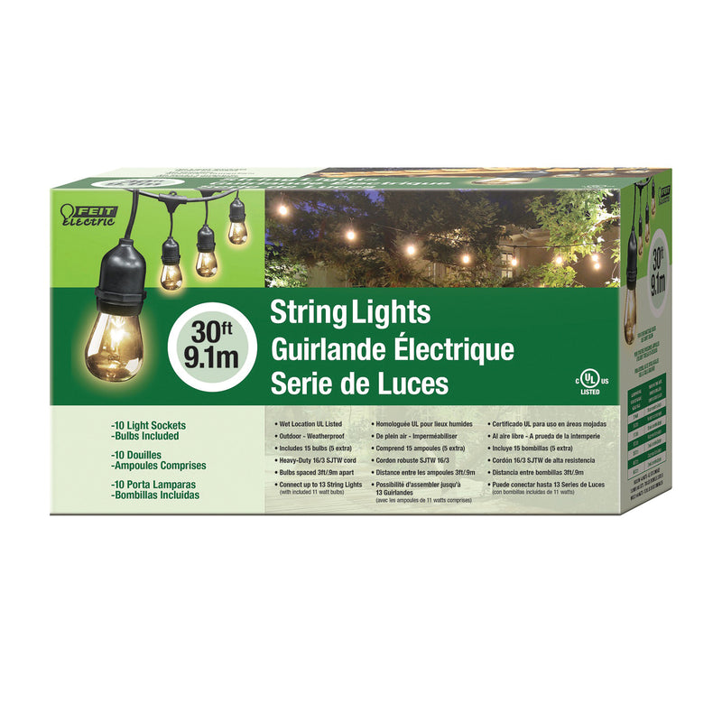 Feit Electric String Light Set 130 V 11 W 15-Lamp Incandescent Lamp 30 ft L