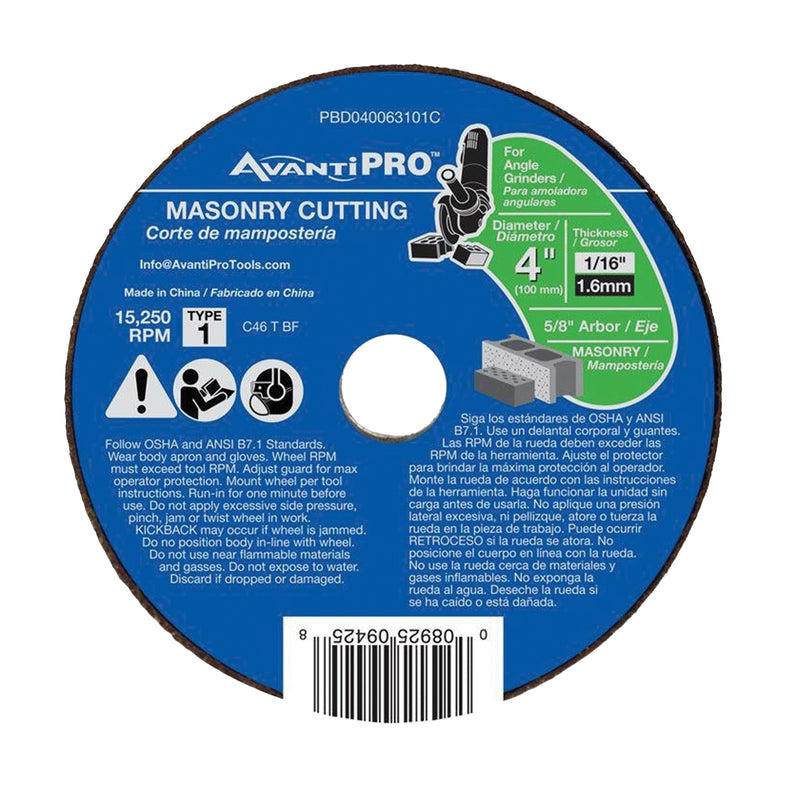 Avanti Pro Cut-Off Wheel 4 in Dia 1/16 in Thick 5/8 in Arbor Silicone Carbide Abrasive