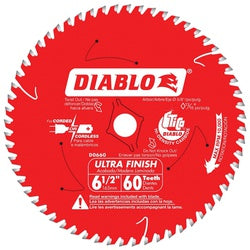 Diablo Circular Saw Blade 6 1/2 in Dia 5/8 in Arbor 60 Teeth Carbide Cutting Edge