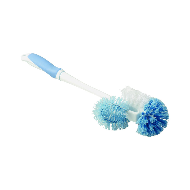 Simple Spaces Toilet Bowl Brush with Lip Ergonomic Blue/White Polypropylene Bristle