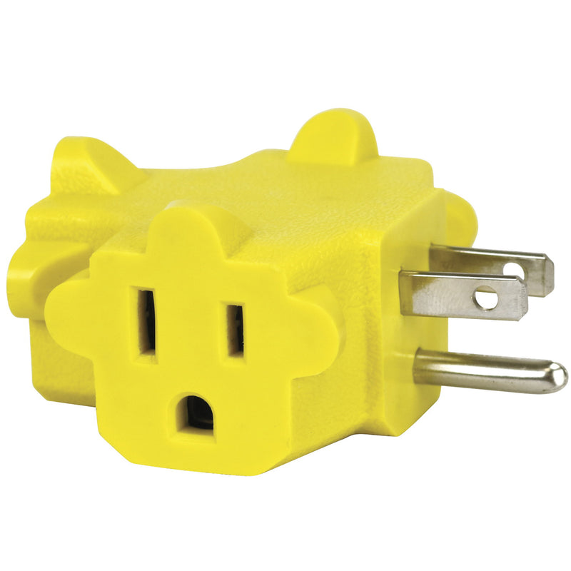 PowerZone Grounded Outlet Tap 3-Outlet Yellow