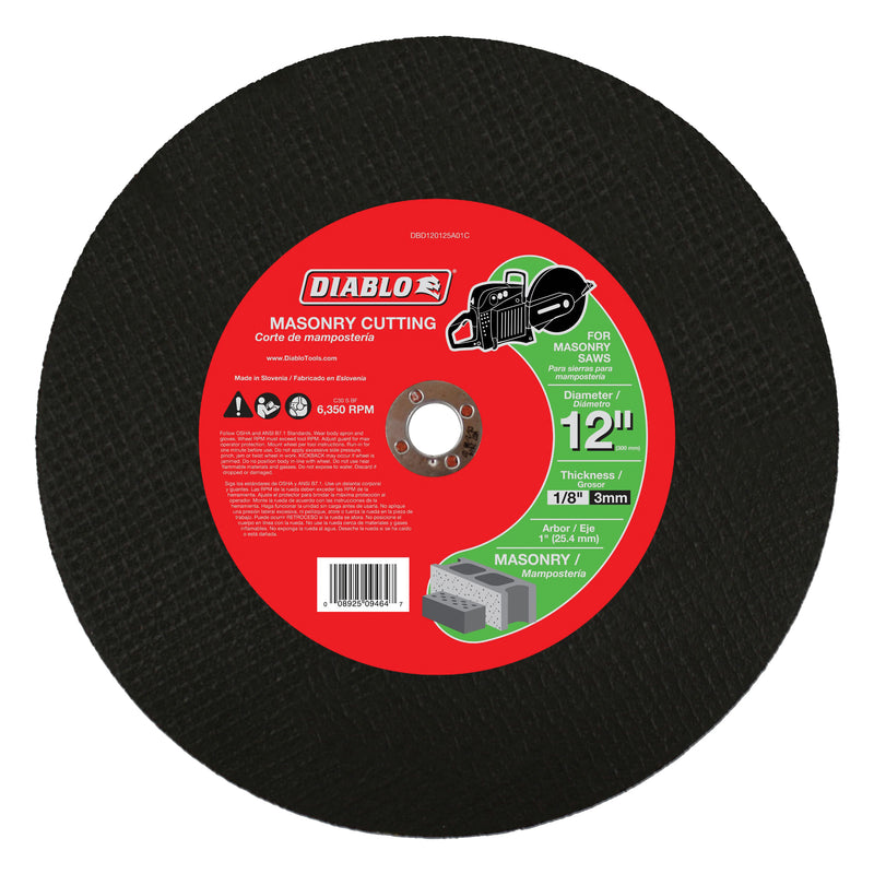 Diablo Cut-Off Wheel 12 in Dia 1/8 in Thick 1 in Arbor Aluminum Oxide Abrasive