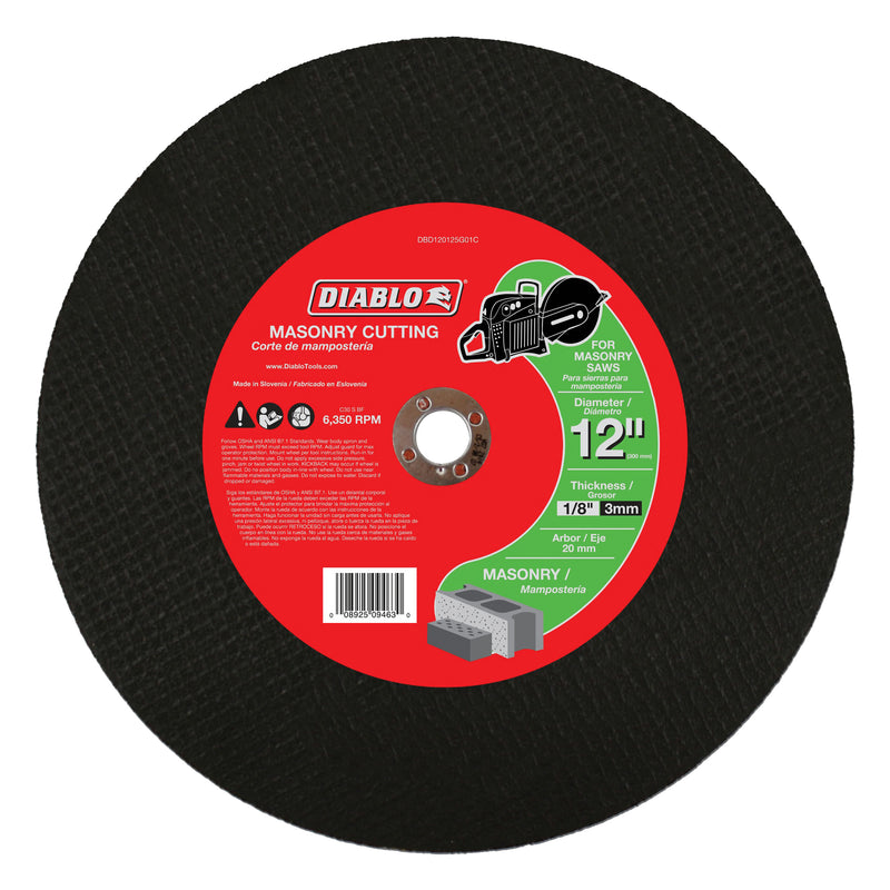 Diablo Cut-Off Wheel 12 in Dia 1/8 in Thick 3/4 in Arbor Aluminum Oxide Abrasive