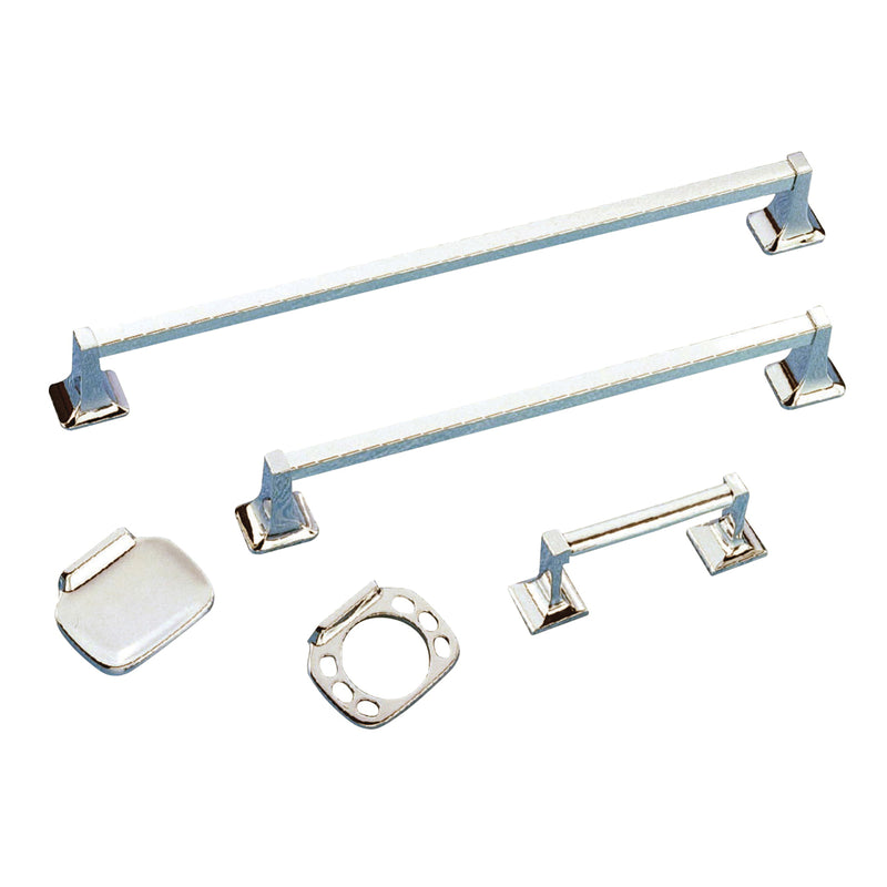 Boston Harbor Bath Accessory Set Chrome Chrome 5-Piece For: Bathroom