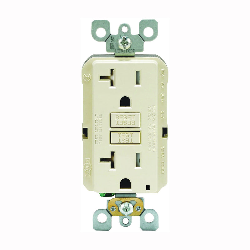 Leviton Duplex GFCI Receptacle 2-Pole 20 A 125 V Back Side Wiring NEMA: 5-20R Light Almond