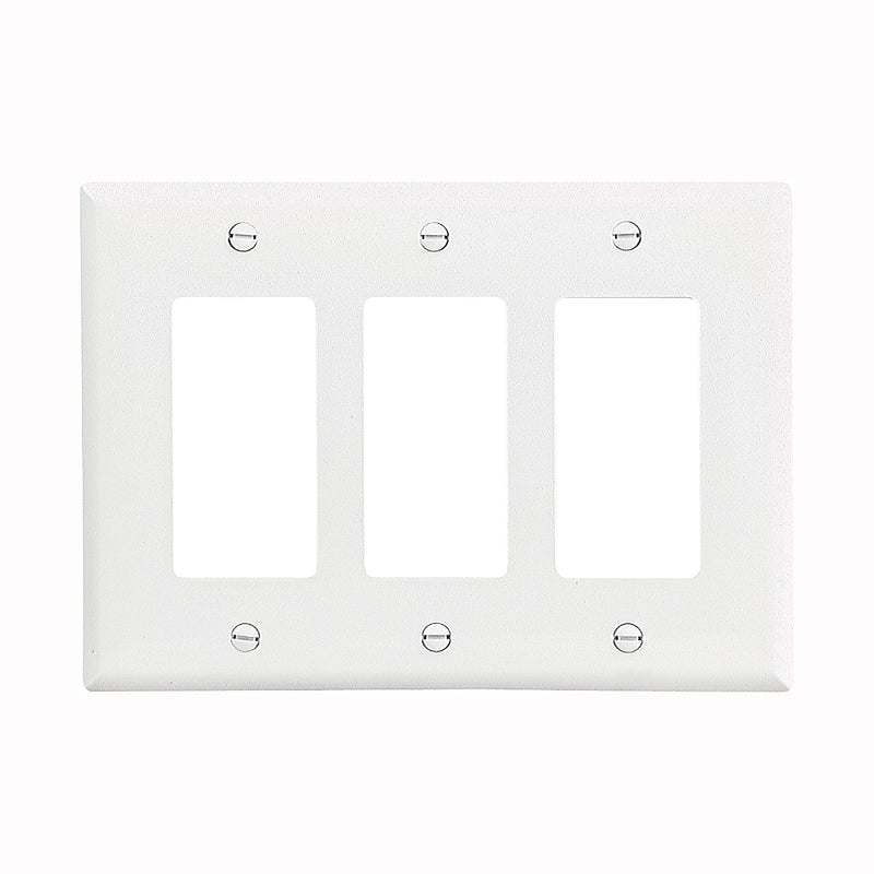 Eaton Wiring Devices Wallplate 4.87 in L 6-3/4 in W 3-Gang Polycarbonate White High-Gloss