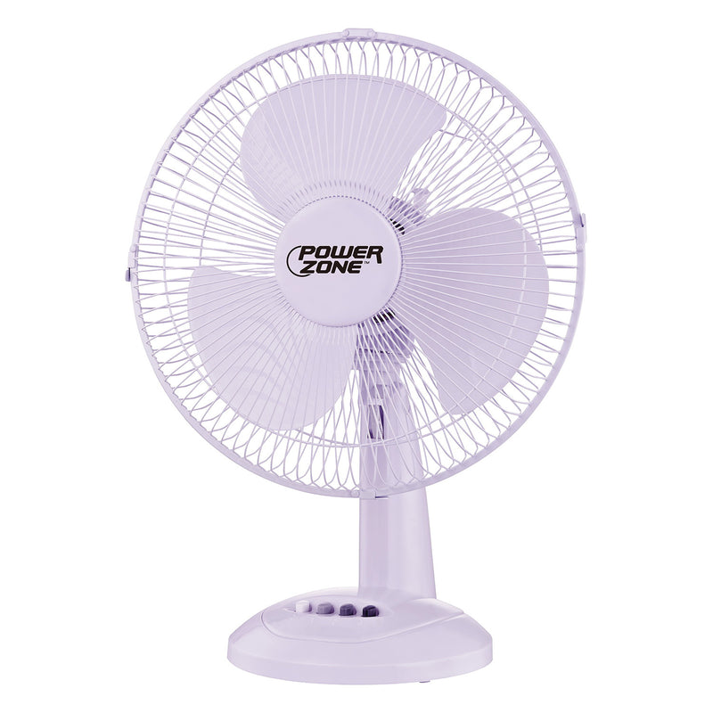 PowerZone Oscillating Table Fan 120 V 12 in Dia Blade 3-Blade 3-Speed 72 in L Cord White