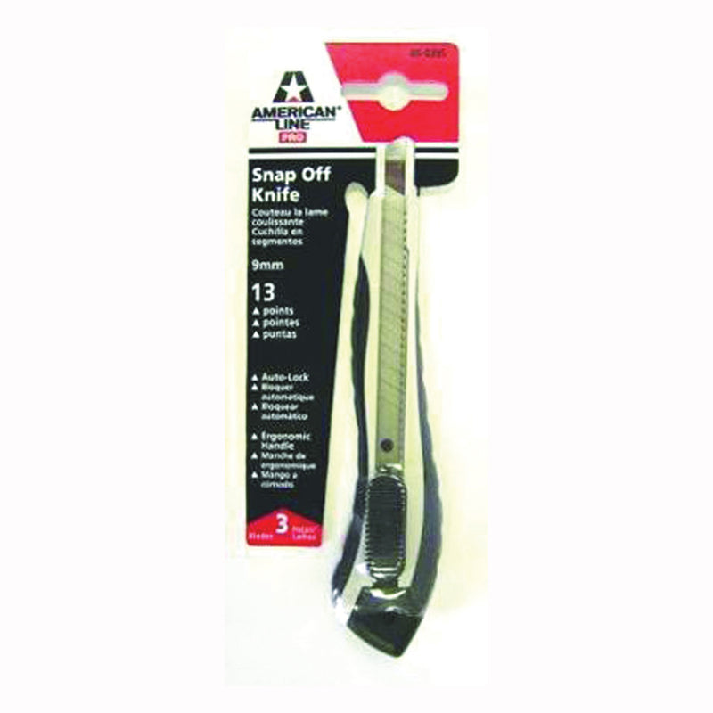 American LINE Razor Utility Knife 3-15/16 in L Blade 9 mm W Blade Carbon Steel Blade Ergonomic Handle