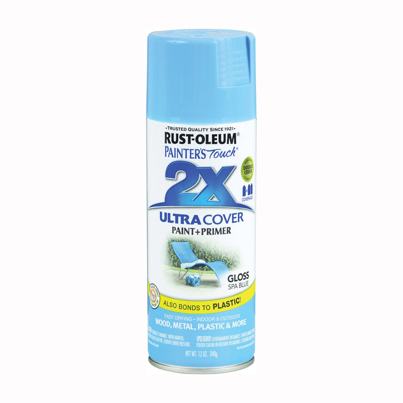 RUST-OLEUM PAINTER'S Touch Gloss Spray Paint Gloss Spa Blue 12 oz Aerosol Can