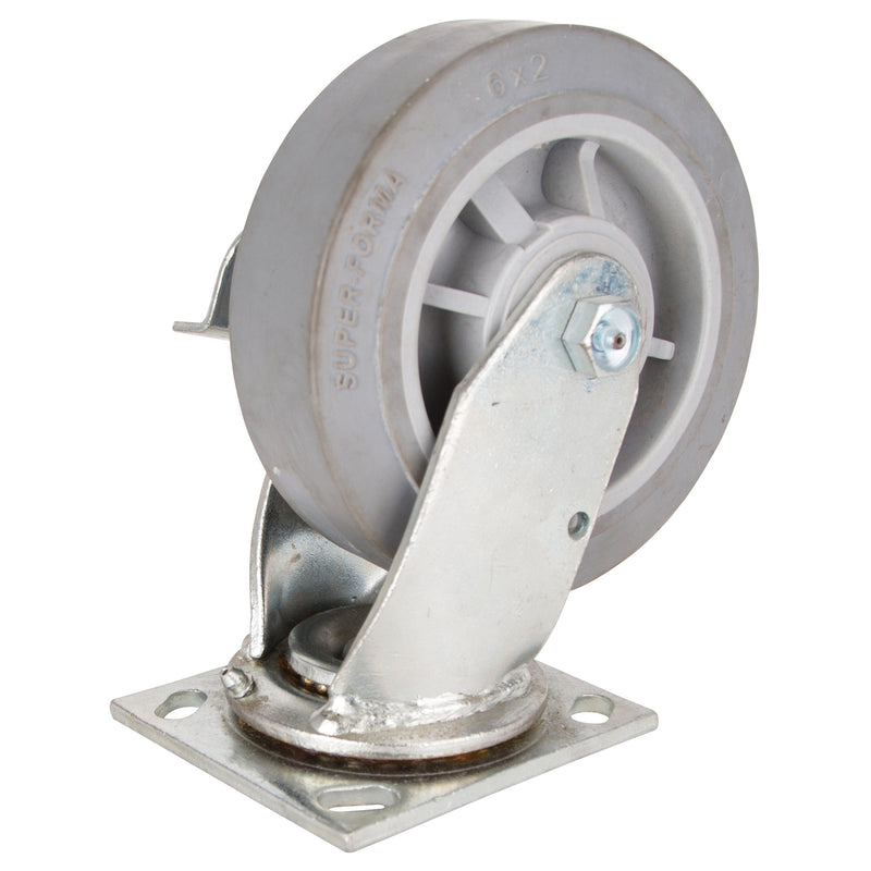 ProSource Swivel/Brake Caster 6 in Dia Wheel 2 in W Wheel Thermoplastic Rubber Wheel 500 lb