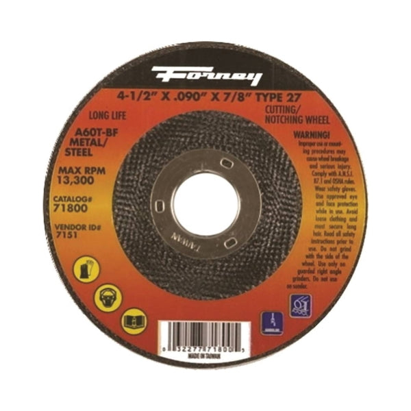 Forney Cut-Off Wheel 4-1/2 in Dia 3/32 in Thick 7/8 in Arbor 36 Grit Medium Aluminum Oxide Abrasive