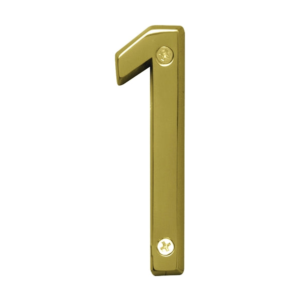 HY-KO Prestige House Number Character: 1 4 in H Character Brass Character Brass