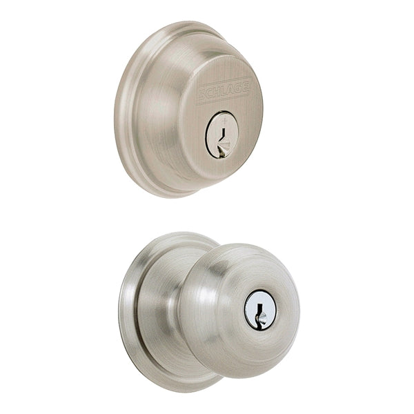 Schlage Georgian Knob Lockset 2 Grade Keyed Alike Key Steel Satin Nickel 2-3/8 x 2-3/4 in Backset