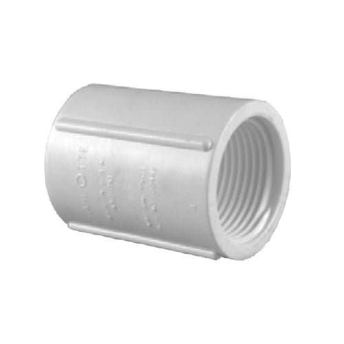 Charlotte Pipe Pressure Pipe Coupling 1/2 in Threaded FPT x Threaded FPT PVC White SCH 40 Schedule