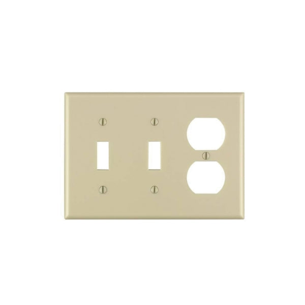 Leviton Wallplate 4-1/2 in L 6-3/8 in W 3-Gang Thermoset Plastic Ivory Smooth Flush Mounting