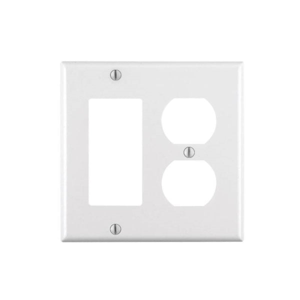 Leviton Wallplate 4-1/2 in L 4-9/16 in W 2-Gang Thermoset Plastic White Smooth Flush Mounting