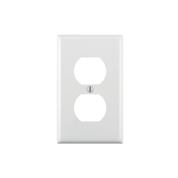 Leviton Duplex Receptacle Wallplate 4-1/2 in L 2-3/4 in W 1-Gang Nylon White Smooth