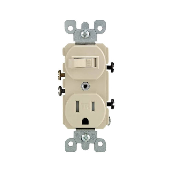 Leviton Combination Switch/Receptacle 1-Pole 15 A 120 V Switch 125 V Receptacle Ivory